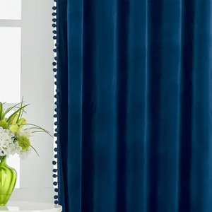 DaiRui solide plaine <span class=keywords><strong>Pompon</strong></span> velours rideau salon chambre hôtel fenêtre velours rideau - Product Image 3