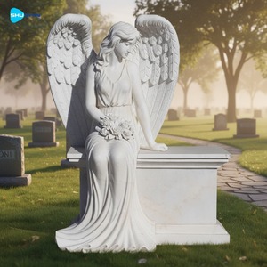 Мраморная статуя ангела для сада и кладбища — тихое памятное памятное украшение, индивидуальный дизайн, надгробие - Product Image 1
