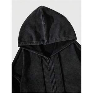 Sweat-shirt à capuche zippé gothique pour homme, coupe épaules tombantes, en molleton bouclette, vêtement d'extérieur - Product Image 1