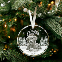 Ornement de Noël rond à suspendre personnalisé avec logo, photo, texte, impression personnalisée, souvenir de Noël, cadeau commémoratif de fête