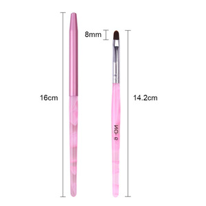 Pinceau à ongles en nylon avec manche en acrylique, tête ronde, virole sertie, pointe souple, stylo de peinture UV pour le design - Product Image 5