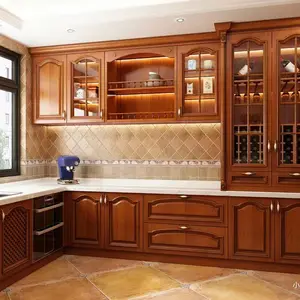 Natural Beauty Meets Modern Style: Customized Solid Wood Kitchen Cabinets with Acrylic Accents