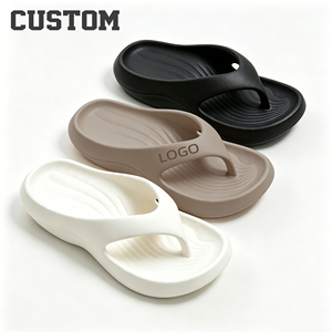 Chanclas Clásicas de Verano, Suaves, Negras y Blancas, Antideslizantes, Unisex, de Color Sólido, con Logotipo Personalizado, Chanclas de Espuma EVA, de Fábrica - Product Image 1