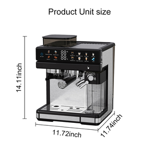 Cafetera Eléctrica Programable 3 en 1 Moderna Francesa de Plástico y Acero Inoxidable con Molinillo y Espumador de Leche, 20 Bares, para Cappuccino y Latte - Product Image 2