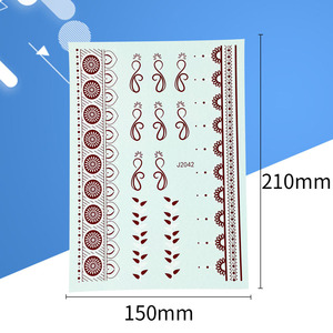 Tatouages temporaires imperméables en dentelle blanche et brune pour la main de la mariée, style <span class=keywords><strong>henné</strong></span> de mariage, autocollants - Product Image 1