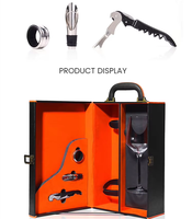 Coffret Cadeau de Luxe Portable en Cuir pour Bouteille de Vin, Boîte d'Emballage avec Un Verre à Vin Transparent
