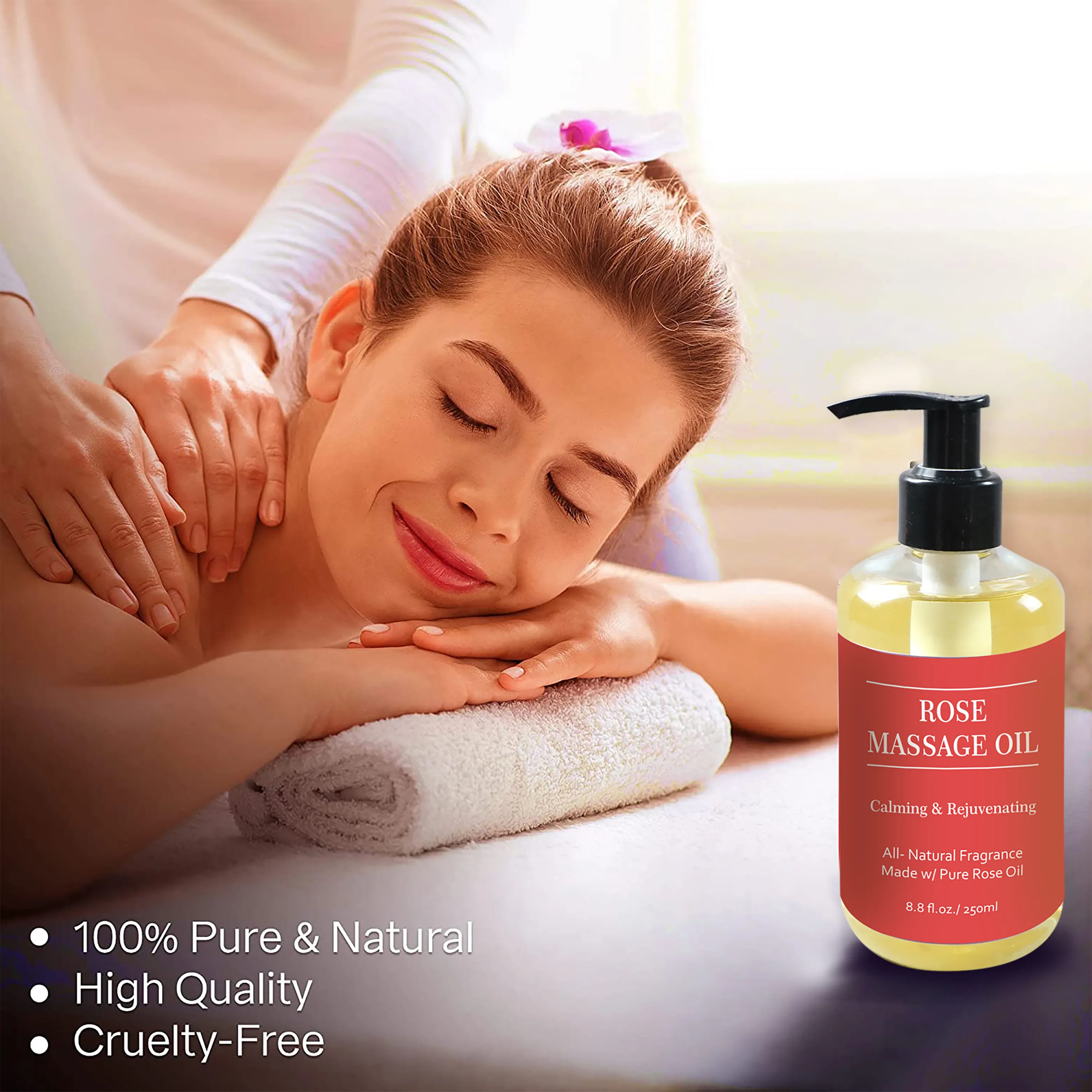 Aceite de masaje esencial de coco adelgazante anticelulítico Natural de etiqueta privada para la piel y el cabello del cuerpo