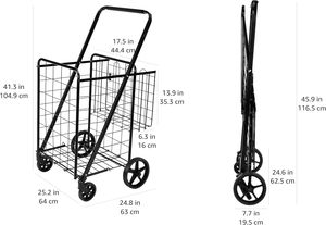 <span class=keywords><strong>Chariot</strong></span> <span class=keywords><strong>de</strong></span> <span class=keywords><strong>courses</strong></span> pliable et multifonctionnel avec roues à 360 degrés, <span class=keywords><strong>chariot</strong></span> d'épicerie multifonctionnel, montage facile, extra-large, noir - Product Image 4
