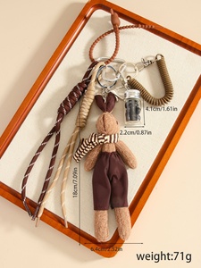 Hot Selling <b>Cute</b> Cartoon Brown Scarf Bunny Keychain Lovely Plush Rabbit <b>Purse</b> Bag Pendant Coffee Pendant Women Handbag Charms - Product Image 5