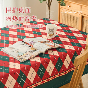 Nappe de Noël à carreaux en TPU, rectangulaire, imperméable, résistante à l'huile, décorative pour la maison, motif quadrillé imprimé - Product Image 4