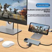 Hub Multipuerto 6 en 1 con Estación de Acoplamiento USB-C, Ethernet de 100 Mbps, Compatible con Smartphones, Tablets, USB 3.0, 4K/30Hz para Laptop y Teléfono