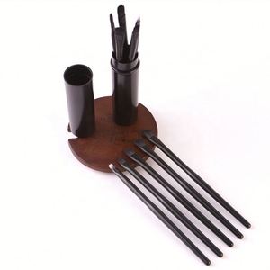 Ensemble de 5 pinceaux de maquillage à poils doux, portable, pour anticernes, eye-liner, fard à paupières, sourcils, lèvres, avec seau de rangement - Product Image 1