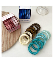 Nouveau 6 pcs/boîte dégradé couleur bandes de cheveux mat haute élasticité téléphone fil anneau de cheveux Simple mode femme queue de cheval cheveux cravate