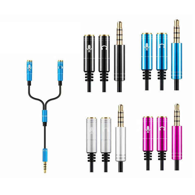 3.5mm Headset Splitter Cable 1 Male to 2 Female Audio Mic Adapter for PC Gaming Headset Laptop PS4 PS5 Controller