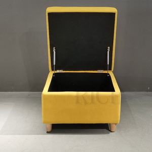 Mid century Modern <strong>Footstool</strong> Ottoman Luxury Stool Design <strong>Mustard</strong> Yellow Fabric <strong>Footstool</strong> With Storage square Fabric Ottoman - Product Image 2