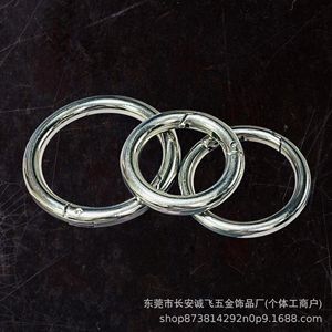 Alloy Spring <b>Ring</b> Buckle 5 Point Metal Keychain Outdoor Hiking Hook Opening Round Zinc Alloy Plated DIY Jewelry <b>Accessory</b> - Product Image 2