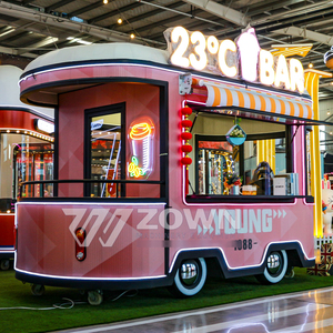 รถขายอาหารสไตล์เรโทรสีชมพู ปี 1988 ไฟ LED ออกแบบโลโก้ตามสั่ง รถเข็นขายกาแฟและเบเกอรี่เคลื่อนที่ - Product Image 4