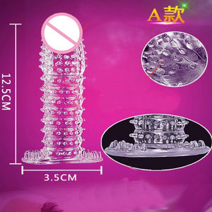 Großhandel 5-teiliges Set <span class=keywords><strong>Super</strong></span> Qualität Weiche Silikon Kristall Wieder verwendbare Silikon hülle Sexspielzeug für männliche tragbare Dildo Kondom - Product Image 2