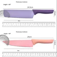 Ensemble de couteaux de cuisine en acier inoxydable avec planche à découper, manche en plastique coloré, couteau de chef, ensemble cadeau