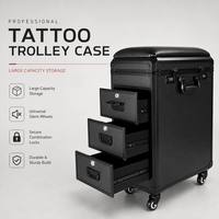 Chariot de tatouage professionnel à 3 niveaux, station de travail roulante grande capacité, organisateur d'équipement de salon avec serrures sécurisées