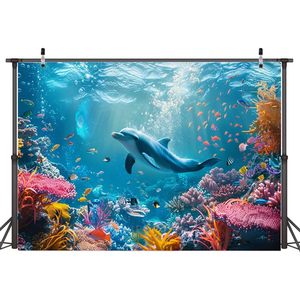 Vibrant 7x5ft Muslin Backdrop Seabed World avec des poissons de corail colorés pour les photoshoots d'aquarium et les décorations de fête - Product Image 4