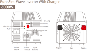 24v 48v dc כדי ac 110v 220V ups טהור sine גל סינוס טהור גל inverter הספק מדורג 6000w כוח שיא 12kw ups inverter עם מטען - Product Image 4