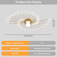 Plafonnier LED créatif de luxe à intensité variable avec télécommande, style moderne, lampe de plafond en forme de feux d'artifice, éclairage intérieur pour salon