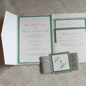 Betaalbare Custom Pocket Fold Ireland Bruiloft Uitnodigingen Met Buikband Verjaardagskaarten Dank U Kaarten Rsvp Kaarten
