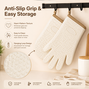 Wholesale <b>Silicone</b> <b>Waterproof</b> Oven Gloves Heat Resistant Kitchen Mitts Non Slip Dishwasher Safe Microwave BBQ Baking Gloves OEM - Product Image 5