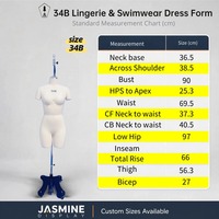 Mannequin de couture femme taille 34B en lin, buste complet pour adultes, base en acier inoxydable