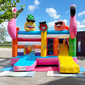 Castillo inflable comercial con tobogán para niños, con diseño de flamenco, para uso en exteriores. - Product Image 4