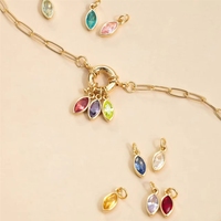 Colgante de Piedra de Nacimiento con Certificación CE, Chapado en Oro de 18K, Collar de Cobre, Accesorios DIY, Zirconia Ovalada de Colores