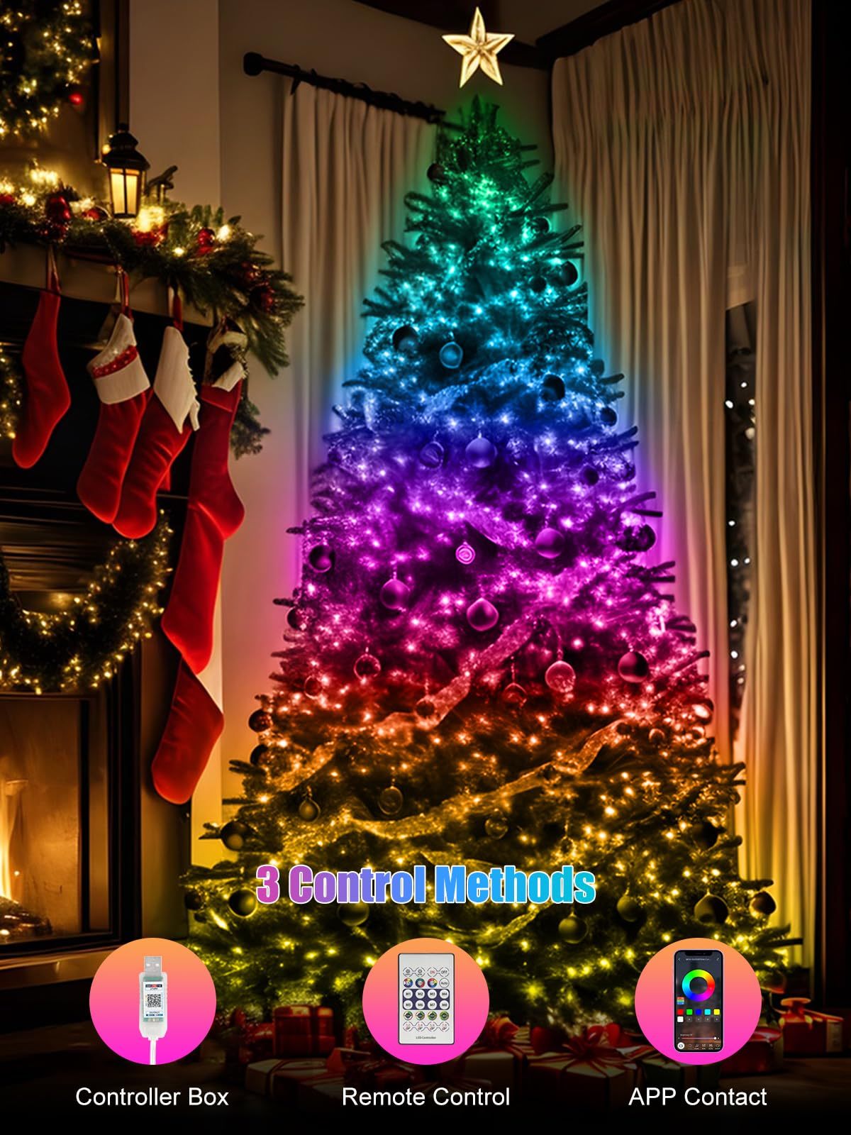 Wholesale Christmas Smart RGB LED String Lights App Control DIY Modes Copper Wire Fairy Lights for Valentine Outdoor Lighting