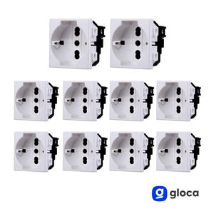 Enchufe de Pared Gloca Schuko 2P+T 10/16A 230V, Juego de 10 Enchufes Estándar de Plástico con Conexión a Tierra - Product Image 6