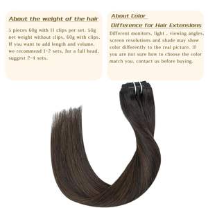 Extensiones de Cabello Remy Lanrui con Clip, Lisas Naturales, <span class=keywords><strong>Balayage</strong></span> Marrón <span class=keywords><strong>Castaño</strong></span> <span class=keywords><strong>Oscuro</strong></span>, Tejido Doble a Máquina Brasileño, Doble Trama - Product Image 5