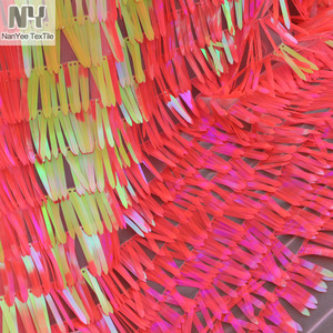Nanyee Textile brodé dentelle garniture néon pastèque tissu à paillettes pour robe de cérémonie - Product Image 1