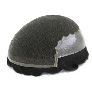 Q6-invisibile attaccatura dei capelli in pizzo e PU uomo Toupee indiano unità di capelli umani sistema di sostituzione dei capelli traspirante naturale per uomo - Product Image 1