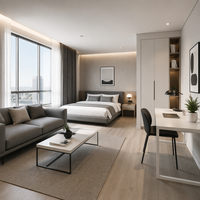 Lit d'hôtel de luxe cinq étoiles haut de gamme avec cadre en bois massif et panneau MDF, design moderne, ensemble de mobilier commercial écologique