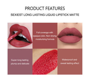 Long Lasting Smooth Vegan Cosmetic Waterproof Matte <b>Lipstick</b> - Product Image 4