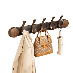 Autre crochet mural en bois de noyer à ventouse, 2 crochets, charge 0-1 kg, design moderne, installation facile, pour peignoir - Product Image 2