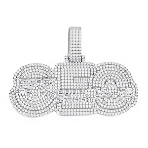 Colgante con Letra GEO, Plata 925, Cristal Moissanita, Microincrustaciones de Diamantes de Imitación, Estilo Hiphop, Unisex, para Regalo - Product Image 1