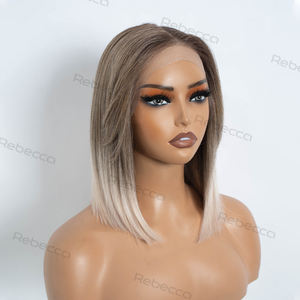 باروكة شعر مستعار قصيرة مستقيمة للنساء البيض، مصنوعة من ألياف صناعية مقاومة للحرارة، دانتيل T غير قابل للاشتعال، دانتيل HD بدون غراء - Product Image 3