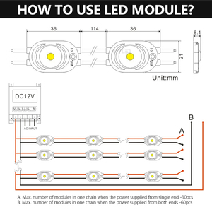 Module LED SMD2835 avec options 1, 2, 3 ou 4 LED, DC12V 24V, Modules LED étanches IP67 pour enseignes lumineuses et caissons lumineux - Product Image 5