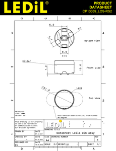 Ledils CP13059_LOS-RS2 Lentille LED transparente TIR 8,5 mm de diamètre x 14,3 mm de hauteur en PMMA pour éclairage LED Osram Oslon SSL150 - Product Image 3