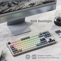OEM ODM R87 Pro Wired Mechanical Keyboard with Hot Swappable Knob 75 RGB Backlit Gaming Keyboard 88 Keys TKL Gasket Mounted with