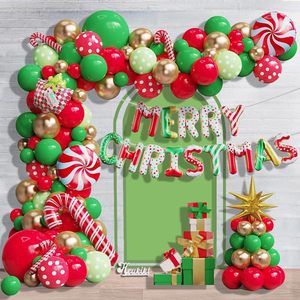 Best Sell Classic Red Green Festive Xmas Latex Foil <b>Balloon</b> <b>Arch</b> Set Candy Cane Party Backdrop Ornaments - Product Image 1