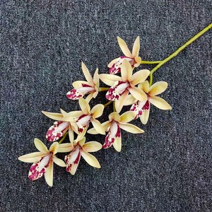 KEWEI T662 Orchidées <span class=keywords><strong>Cymbidium</strong></span> artificielles à <span class=keywords><strong>prix</strong></span> compétitif Vente en gros de tiges Real Touch Achats en vrac pour la décoration de tous les jours - Product Image 2