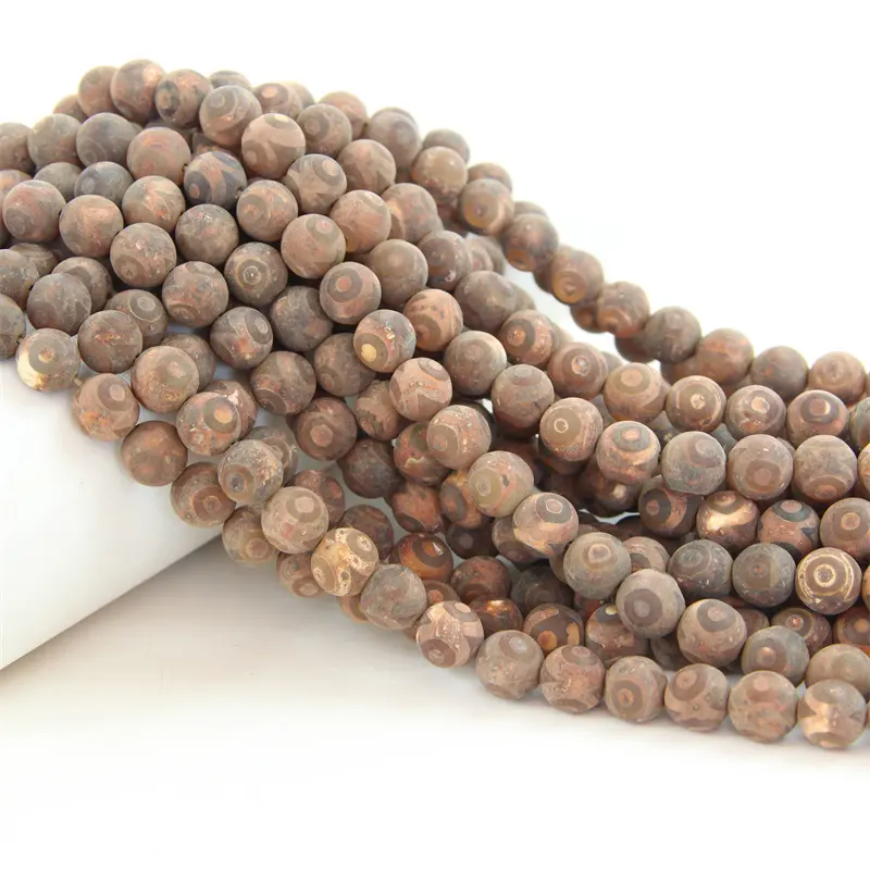 Jewelry Wholesale Beads Tibetan Agate Orange Round Natural Gemstone Beads For Jewelry Making Natural Stone Beads