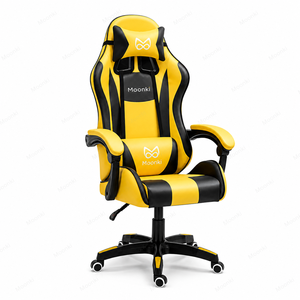 Chaise de jeu ergonomique Moonki en cuir PU, accoudoirs 4D, base pivotante, inclinaison manuelle, style exécutif - Product Image 5