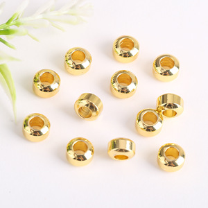 Lisheng Jewelry Gold Plated Copper Beads 8mm Round Large Hole <b>Spacer</b> Beads For DIY Jewelry Making Bracelets Necklaces - Product Image 3